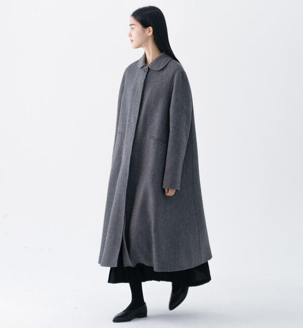  「eunoia | ラウンドカラー ロングコート WOMEN」|ステンカラーコート|GREY