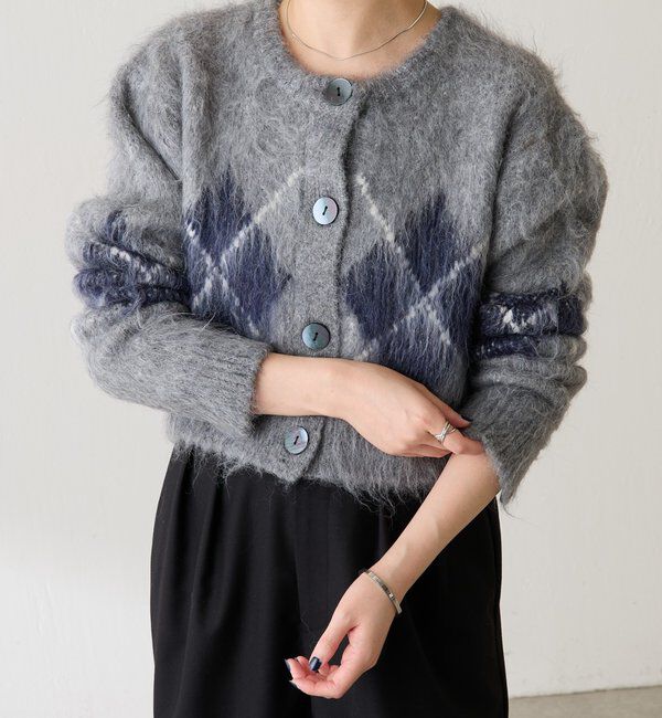  「	アーガイルシャギーカーディガン」|ニット・セーター|