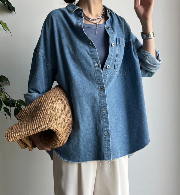  「【新色追加】ダメージデニムシャツ」|シャツ・ブラウス|