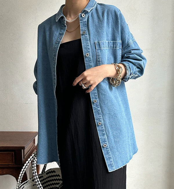  「【新色追加】ダメージデニムシャツ」|シャツ・ブラウス|