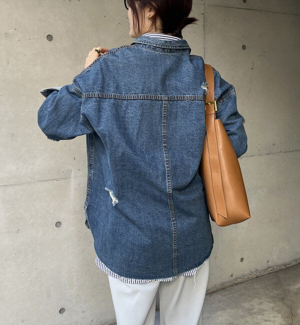  「【新色追加】ダメージデニムシャツ」|シャツ・ブラウス|