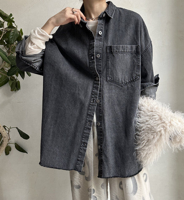  「【新色追加】ダメージデニムシャツ」|シャツ・ブラウス|