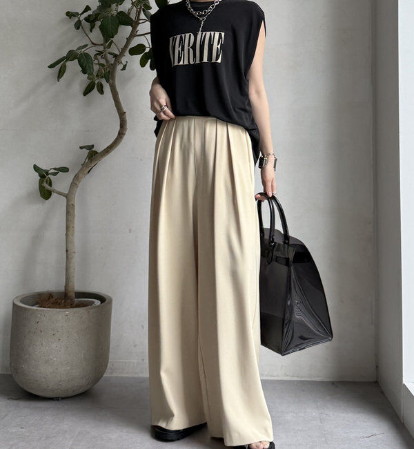  「【累計販売数3万枚突破/23色4サイズ展開！】タックワイドパンツ」|チノ|