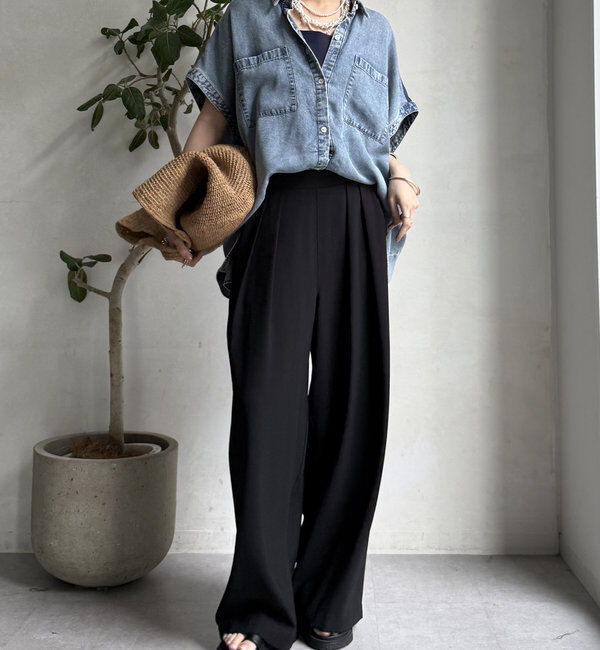  「【累計販売数3万枚突破/23色4サイズ展開！】タックワイドパンツ」|チノ|