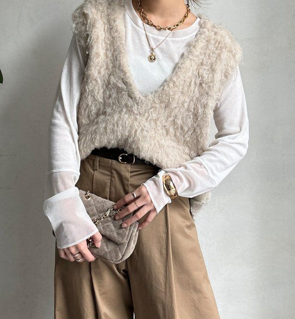  「【柔らかい着心地】袖シアーリブTEE」|Tシャツ・カットソー|