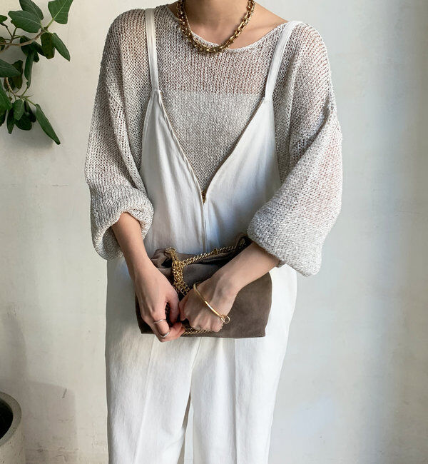  「細紐デニムフロントジップサロペット」|ワンピース|