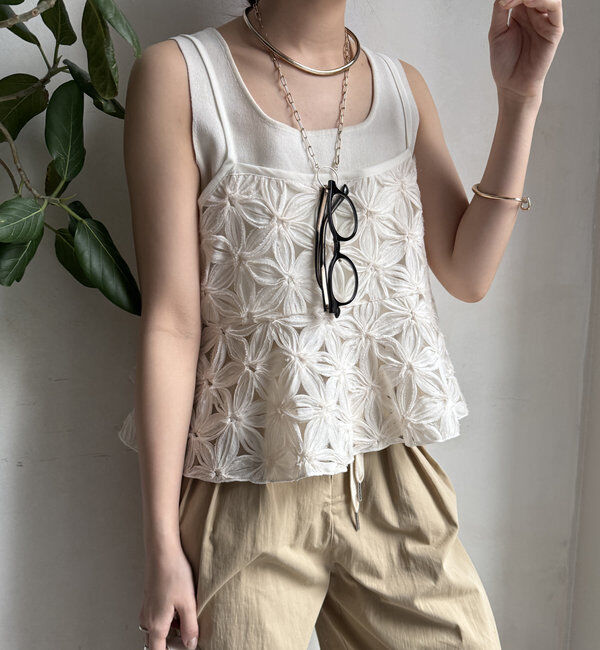  「【WEB限定】チュールフラワーキャミ」|シャツ・ブラウス|