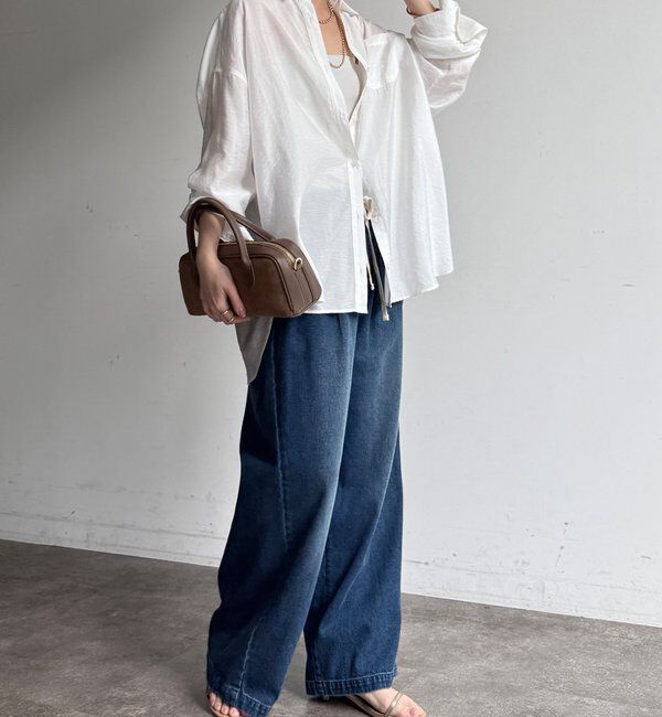  「【新色追加】デニムワイドイージーパンツ」|デニム|