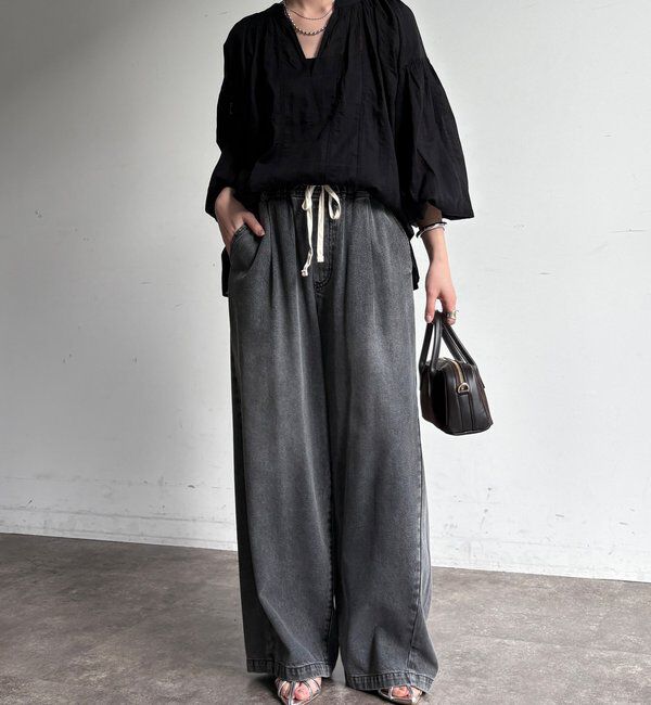  「【新色追加】デニムワイドイージーパンツ」|デニム|