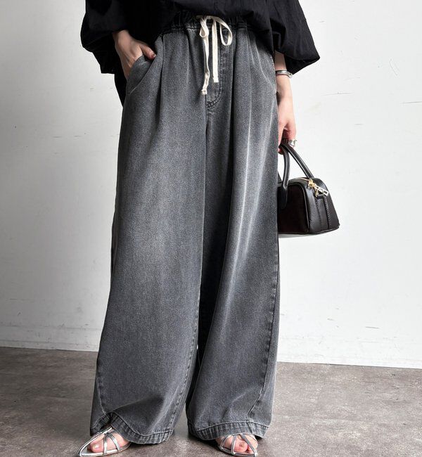  「【新色追加】デニムワイドイージーパンツ」|デニム|