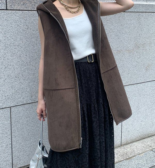  「ボア切替フーディージレ」|ベスト・ジレ|