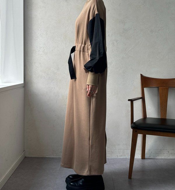  「【WEB限定】ウエストベルト異素材切替ワンピース」|ワンピース|