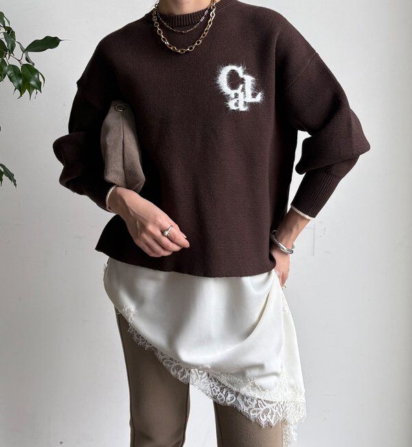  「【新色追加/WEB限定】フェザーロゴニット」|ニット・セーター|ブラウン