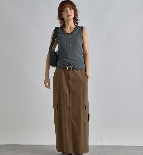  「【抜け感】チュールコンビタンク」|キャミソール|