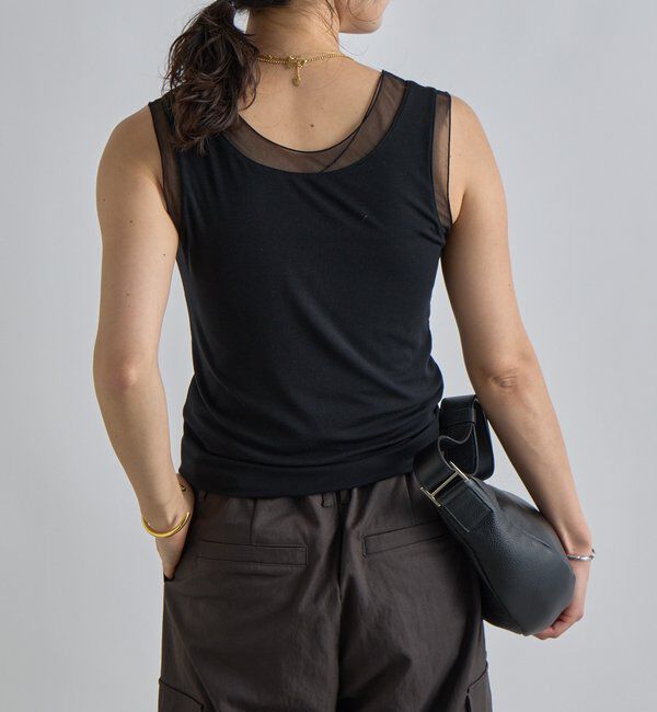  「【抜け感】チュールコンビタンク」|キャミソール|