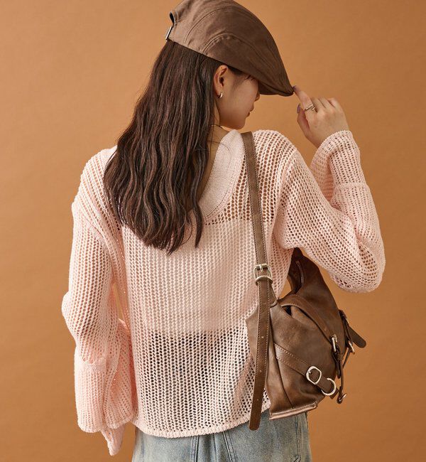  「フリルスリーブメッシュカーデ」|カーディガン|