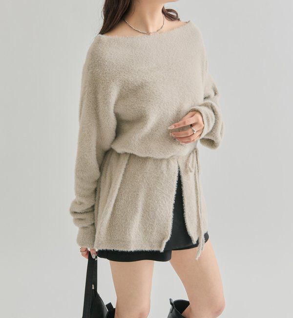  「ミンクライクワイドネックニット」|ニット・セーター|