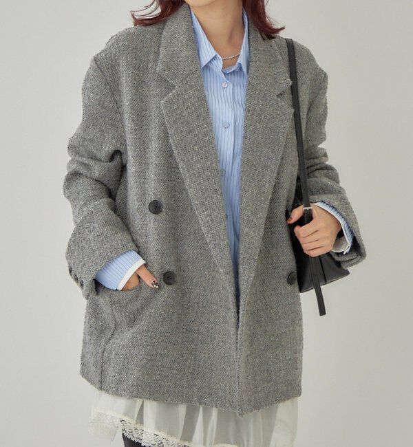  「ツイードBIGジャケット」|テーラードジャケット|グレー