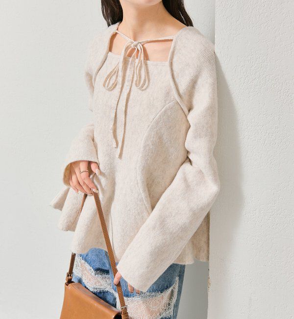  「スクエアネックペプラムニット」|ニット・セーター|