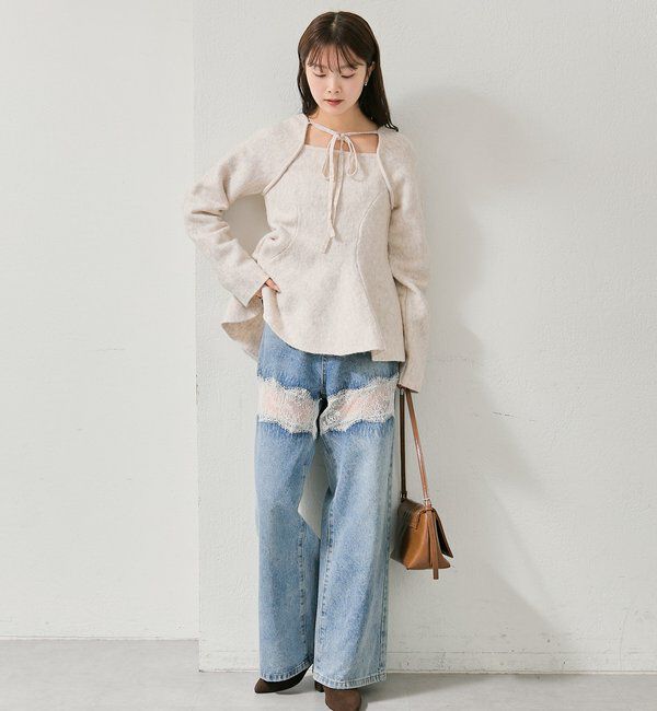  「スクエアネックペプラムニット」|ニット・セーター|