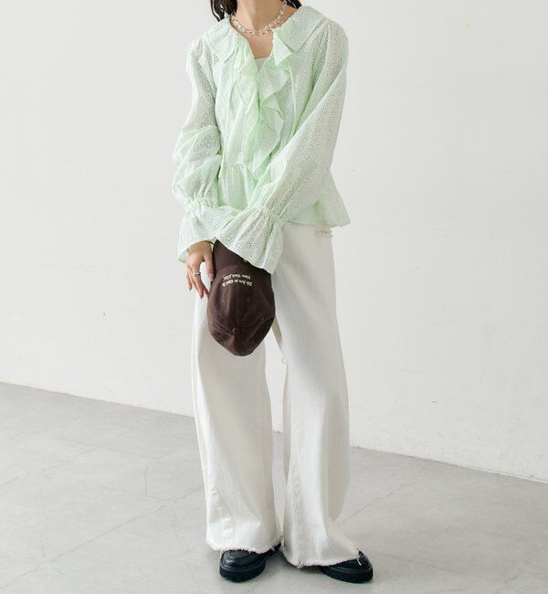  「フラワー刺繍フリルブラウス」|シャツ・ブラウス|