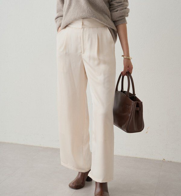  「ワイドベルトサテンパンツ 2nd」|チノ|