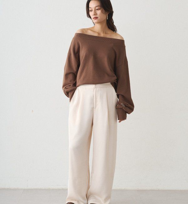  「ワイドベルトサテンパンツ 2nd」|チノ|