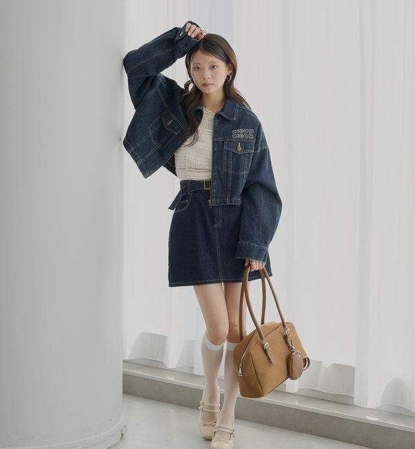  「【WEB限定/REVIVAL】胸ロゴショート丈スエードジップブルゾン」|ブルゾン・スタジャン|