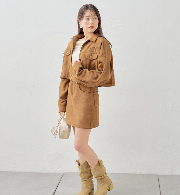  「【WEB限定/REVIVAL】胸ロゴショート丈スエードジップブルゾン」|ブルゾン・スタジャン|