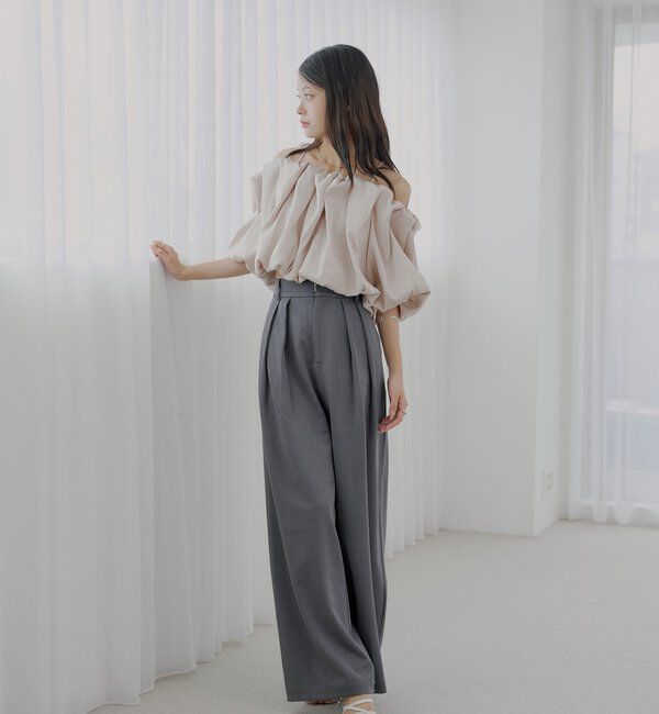  「【SALON by Chico】ギャザーバルーンオフショルブラウス」|シャツ・ブラウス|