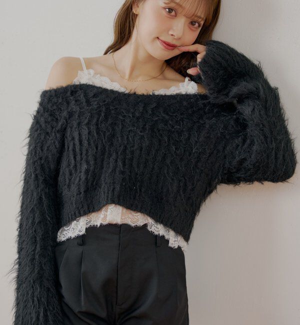  「レースドッキングシャギーニット」|ニット・セーター|