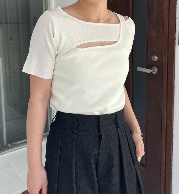  「クロスレイヤード半袖ニット」|ニット・セーター|