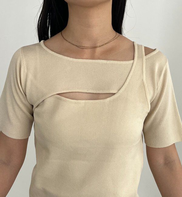  「クロスレイヤード半袖ニット」|ニット・セーター|