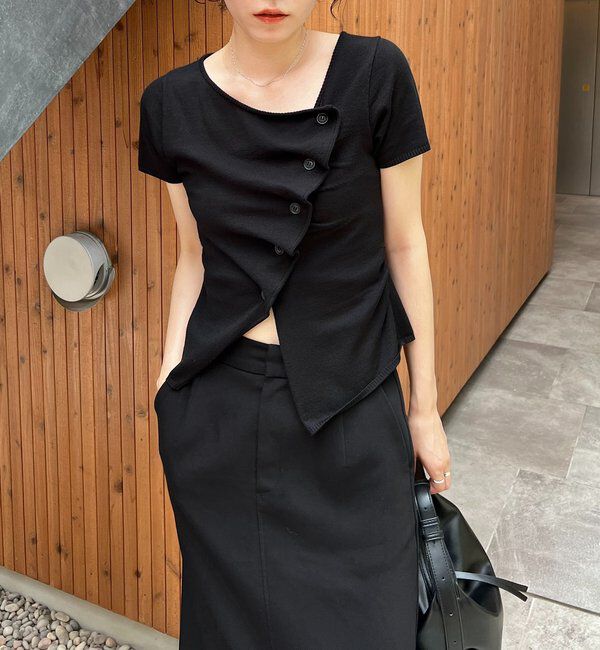  「フリルボタンチビ袖カーディガン」|カーディガン|