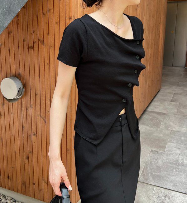  「フリルボタンチビ袖カーディガン」|カーディガン|