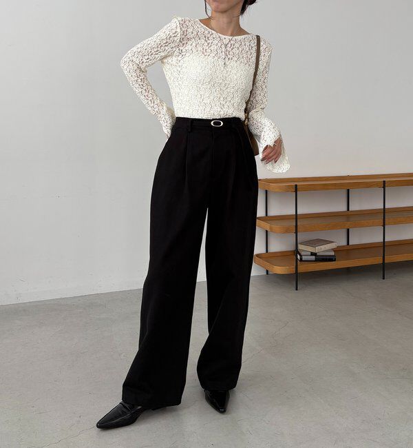  「【前後2WAY/オケージョンにも◎】レースUネックトップス」|Tシャツ・カットソー|