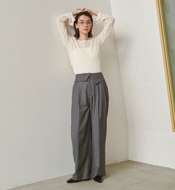  「【前後2WAY/オケージョンにも◎】レースUネックトップス」|Tシャツ・カットソー|