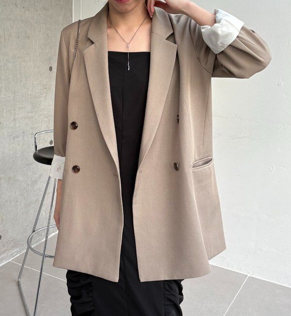  「【再販・サイズ展開あり・WEB限定カラー/グレージュ】Wテーラージャケット」|テーラードジャケット|