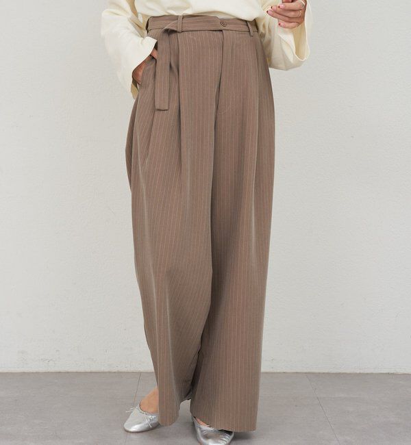  「ダブルタックストライプワイドパンツ」|チノ|