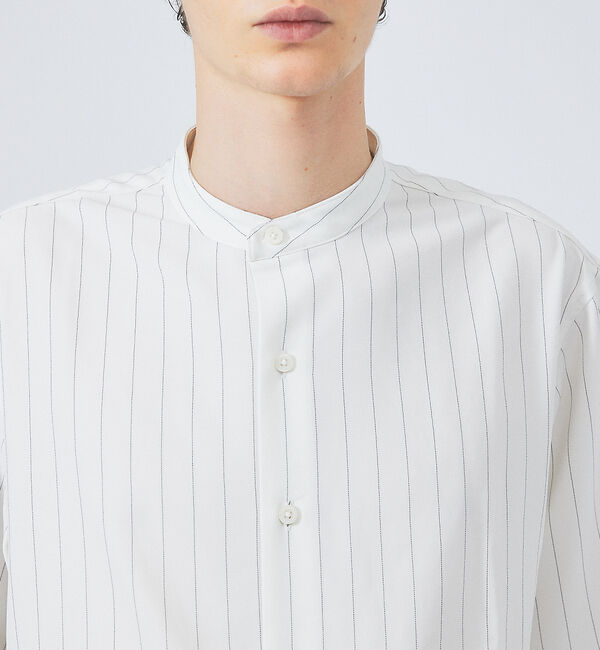ABAHOUSE「バンドカラー半袖ストライプシャツ」|シャツ・ブラウス|