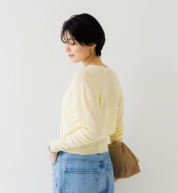 Rouge vif「布帛コンビシアーリブカーディガン」|カーディガン|