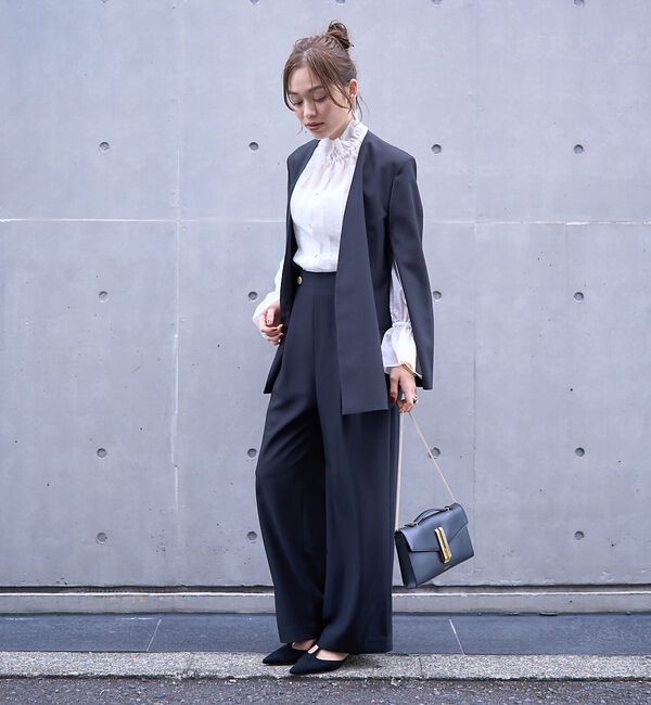 Rouge vif「ノーカラースリットスリーブジャケット」|ノーカラージャケット|