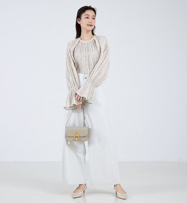 qualite「ドットプリーツブラウス」|シャツ・ブラウス|