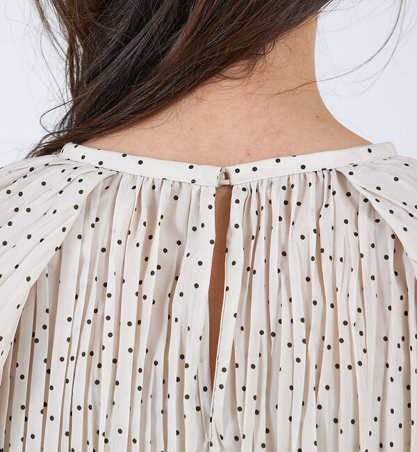 qualite「ドットプリーツブラウス」|シャツ・ブラウス|