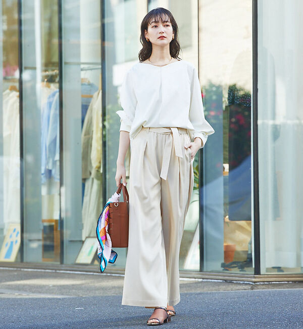 qualite「2WAYストレッチタックブラウス」|シャツ・ブラウス|