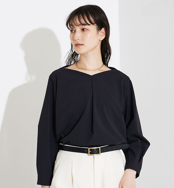 qualite「2WAYストレッチタックブラウス」|シャツ・ブラウス|