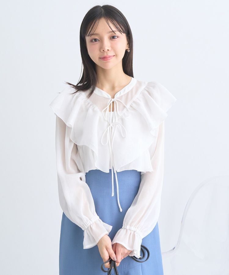 earth music&ecology「シアーラッフルショートボレロ」|シャツ・ブラウス|