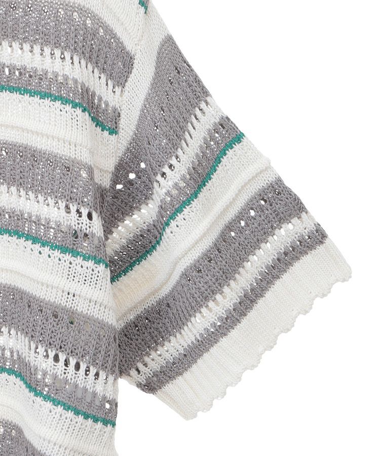 earth music&ecology「キラキラボタン透かしニットポロ」|ニット・セーター|