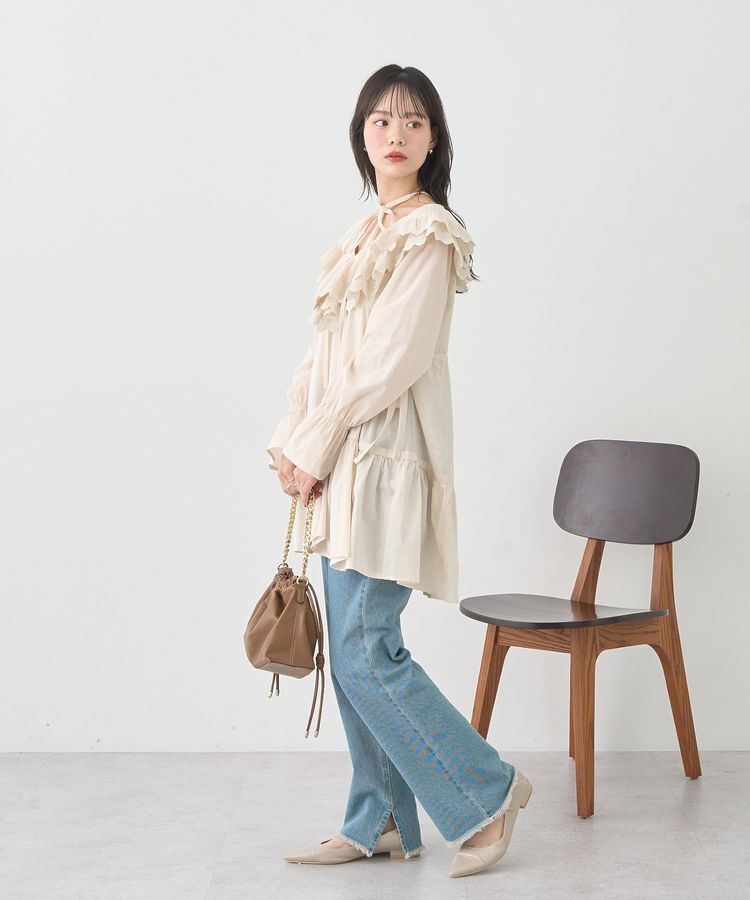 earth music&ecology「カットオフフレアデニムパンツ」|デニム|