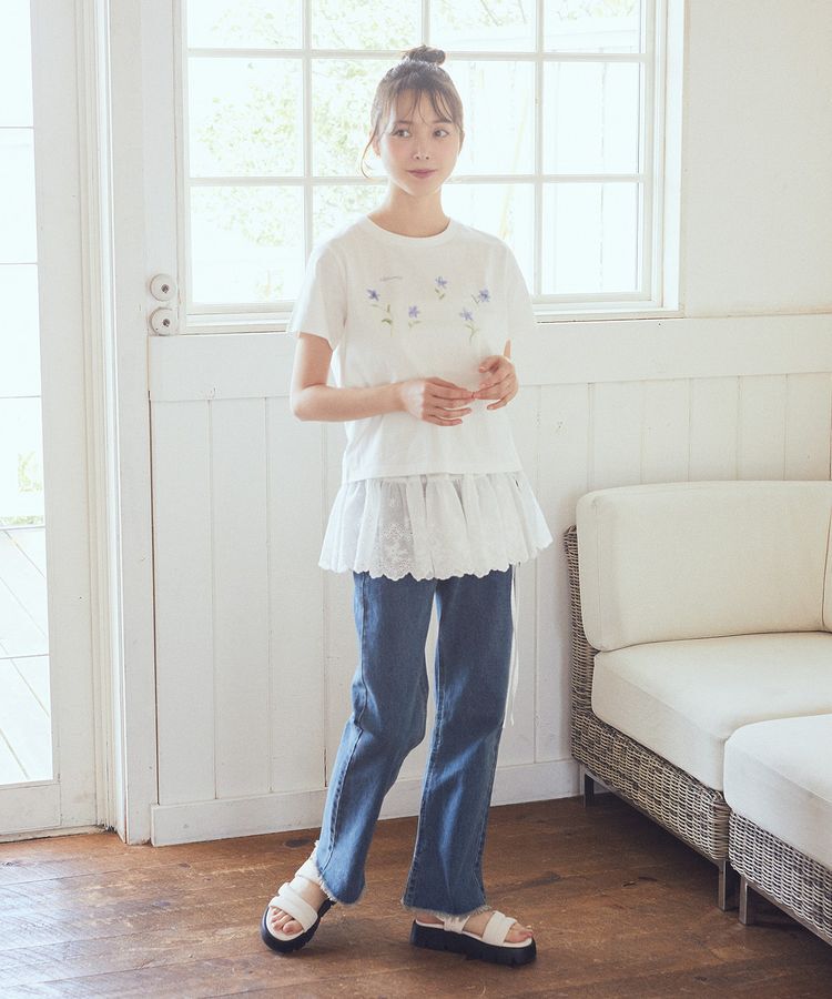 earth music&ecology「カットオフフレアデニムパンツ」|デニム|